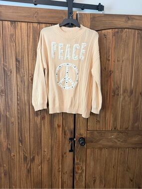POL peace embroidered sweater
